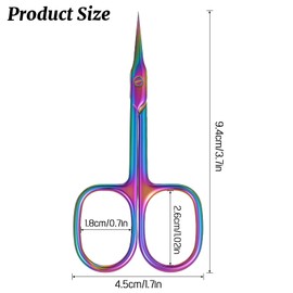 Curved Cuticle Scissors Portable Extra Fine Curved Cuticle Scissor Stainless Steel Nail Scissor Manicure Scissors for Women for Manicure Eyebrows Eyelash hair（Rainbow）