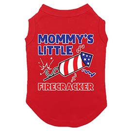 Mommy's Little Firecracker - USA Independence Day 4th of July Dog Shirt (Red, 2X-Large)