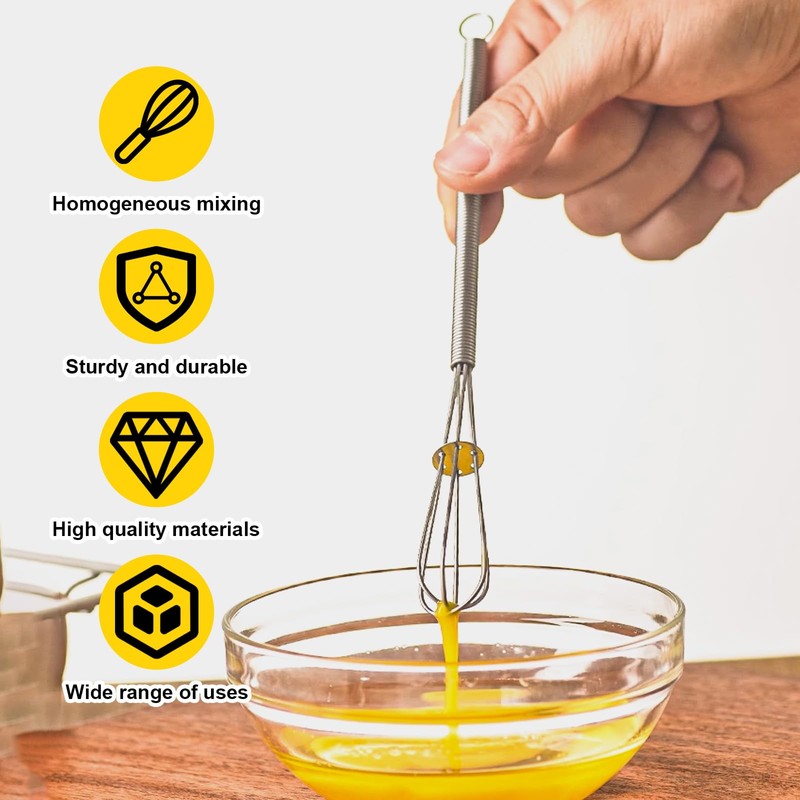 5 Pack Stainless Steel Mini Whisks Set with Egg Separator