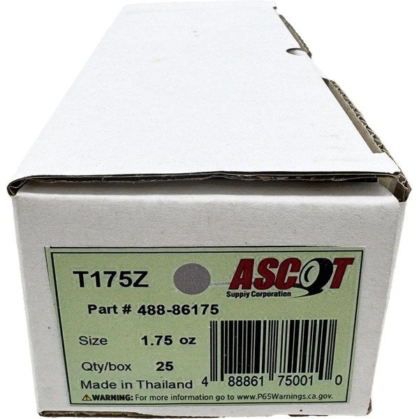 Ascot T Style Coated Zinc Clip-On Wheel Weights (ASWTZ) (1.75oz