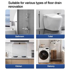 NEWFUN Floor Drain DN 50, Flat Shower Drain, 15 x 15 cm, Floor Drain, Stainless Steel, Odour-Inhibiting, Invisible Floor Drain, Positive and Negative, Double Filtering, Tilable, Silver