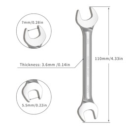 Skweawert 5.5mm x 7mm Double Open End Wrench Metric Cr-V Mirror Chrome Plating 110mm Length Open End Wrench for Dismounting Nut and Routine Repairs