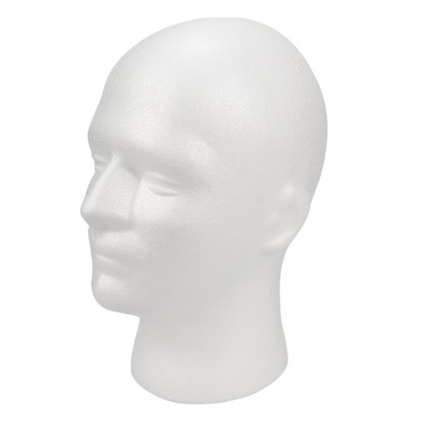 Male Wig Display Mannequin Head Stand Model Styrofoam Foam White
