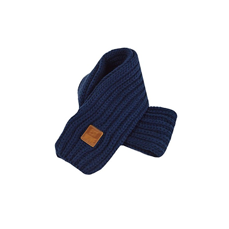 AiSi Kids Solid Color Soft Warm Knitted Scarf,Navy Blue