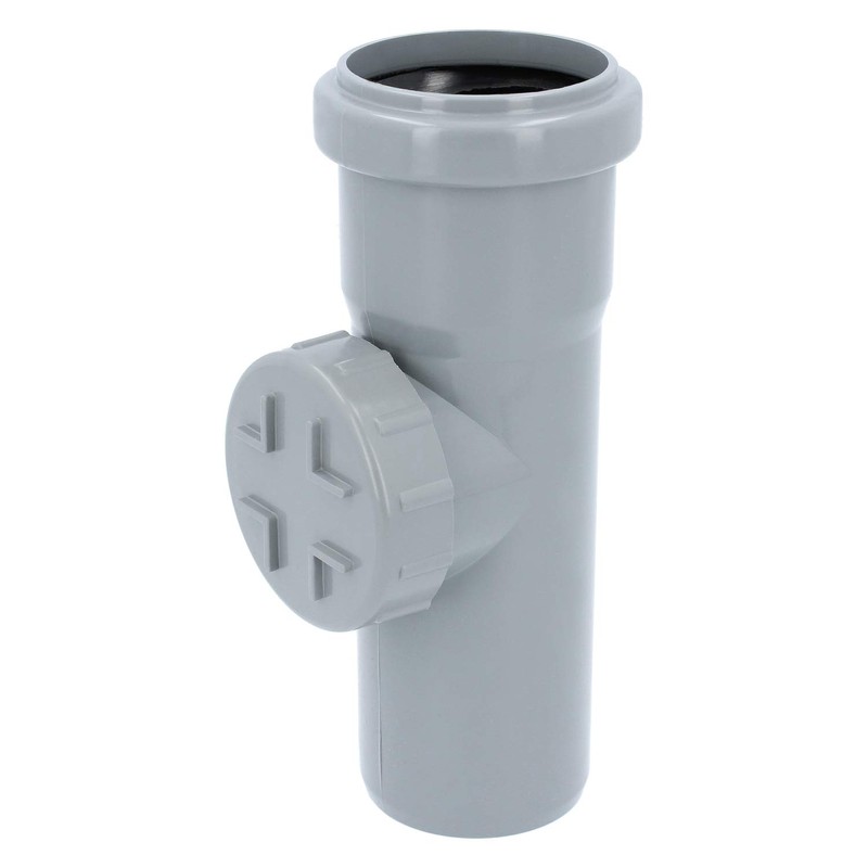 PP cleaning pipe, inspection pipe, diameter DN 50 mm, grey