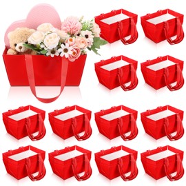 Glenmal 72 Pcs Baskets for Gifts Waterproof Empty Kraft Basket Bulk with Handles 9.8 x 6.5 x 4.3'' Gift Basket Empty to Fill for Wedding Party Christmas Valentines(Red)