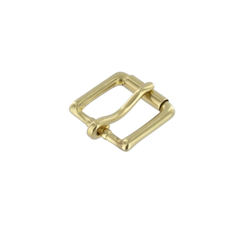 B6231 Natural Brass, Roller Heel Bar Buckle, Solid Brass-LL, 3/4"