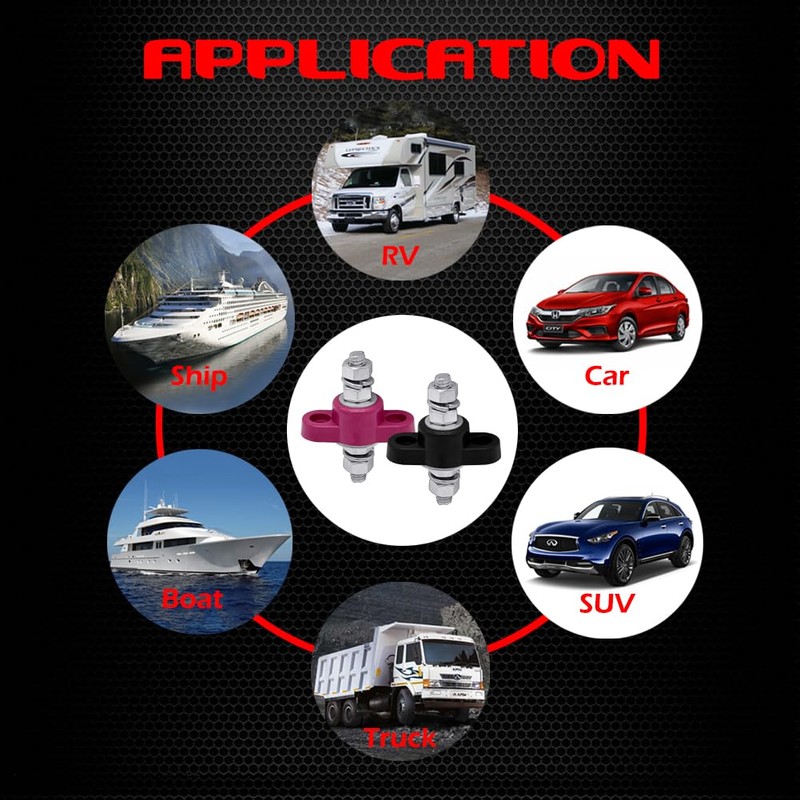 5/16" Stud Remote Battery Terminals 12V 200A, Ampper M8 Single