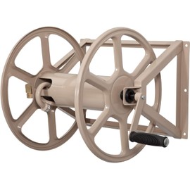 Liberty Garden 709 Steel Wall/Floor Mounted Hose Reel, Holds 200-Feet of 5/8-Inch Hose - Tan, 17.6 x 22 x 15