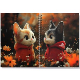 Zaycca Spiral Journal Notebook,B5 Comic Style Horizontal Ruled Spiral Notebook: Cute Hamsters Looking at Each Other