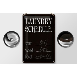 Femer Tin Sign with Laundry Schedule Sort Tody Wash Decorative Sign 20 x 30 cm
