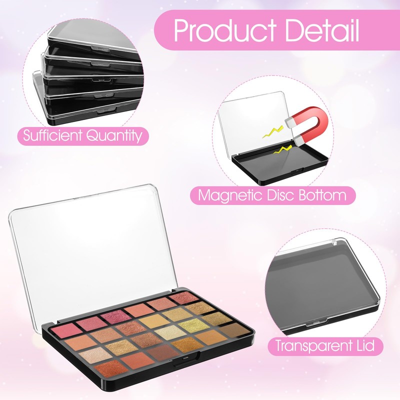 5 Pack Empty Magnetic Makeup Palette and 20 Pieces Metal