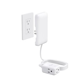 Outlet Cover Extension Cord 10ft, NUTICT 3-Outlet Flat Plug Power Strip, 900J Surge Protector, Ultra Thin Flush Wall Plug, Flat-Face Outlet Extender for Kitchen Home Indoor Tight Spaces, White