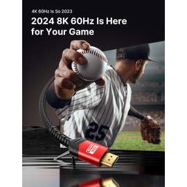 JSAUX Long HDMI Cable Fiber Optic 10M, 8K 48Gbps Ultra High Speed Slim HDMI Braided Nylon 8K@60Hz 4K@120Hz