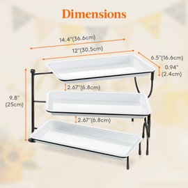 Lifewit 3 Tiered Tray Stand for Party Entertaining, 12"×6.5" Serving Platters and Trays, Reusable Trays with Stable Mental Stand for Veggie, Fruit, Cookies, Dessert