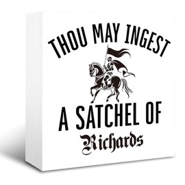 Thou May Ingest A Satchel of Richards Sign, Sarcastic Kitchen Decor, Rustic Box Sign Decor Tabletop, Farmhouse Kitchen Decor, Kitchen Wood Decoration, Funny Wood Sign, Home Decor for Shelf Table