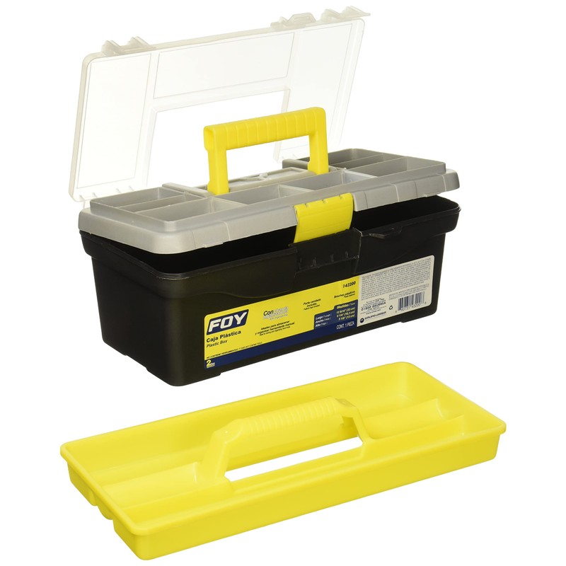 Foy 143200 Caja portaherramientas plástica con broches plásticos y organizador