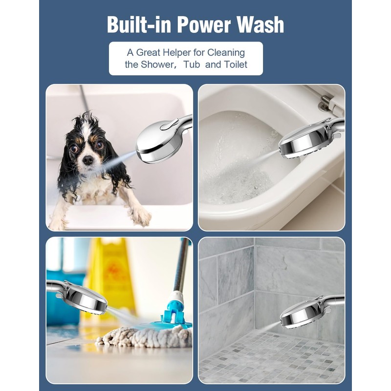 Filtered Shower Head with Handheld, BOWGER 6 Modes High Pressure