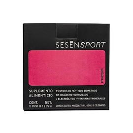 SESN Electrolitos  Colágeno Fresa  15 Sticks x 5g  Sodio Potasio Magnesio  Vitaminas B5 B6 C  Hidratación y Rendimiento                               