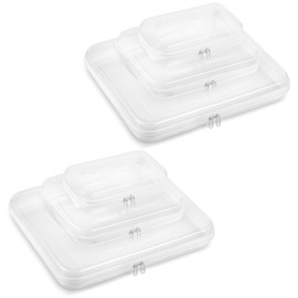 Homaisson 6PCS Clear Zippered Hard Pouches Cases, 3 Sizes Hard Shell Zipper Case, Clear PET Hard Plastic Cosmetic Travel Bag Organizer Box Toiletry Bag, Zippered Storage Bin