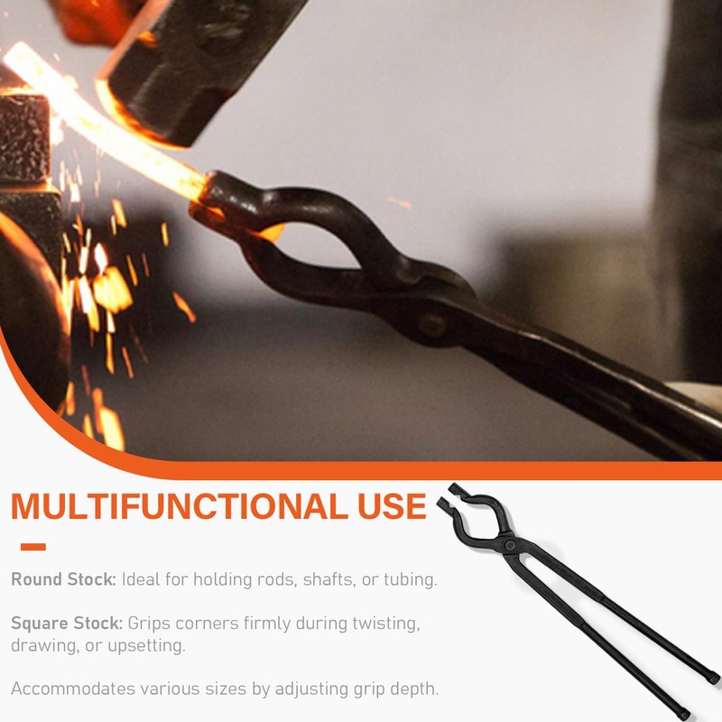 Bzsunway 17" V-Bit Bolt Knife Making Tongs, Blacksmith Bladesmith Anvil