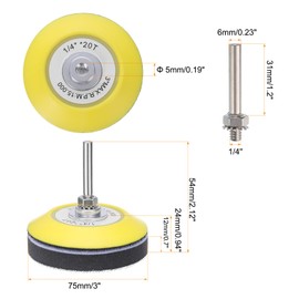 sourcing map 3 Inch Hook and Loop Sanding Disc Pads Polyurethane Drill Sanding Attachment, Sand Paper for Power Tools - Yellow + Black 1 Set 3pcs