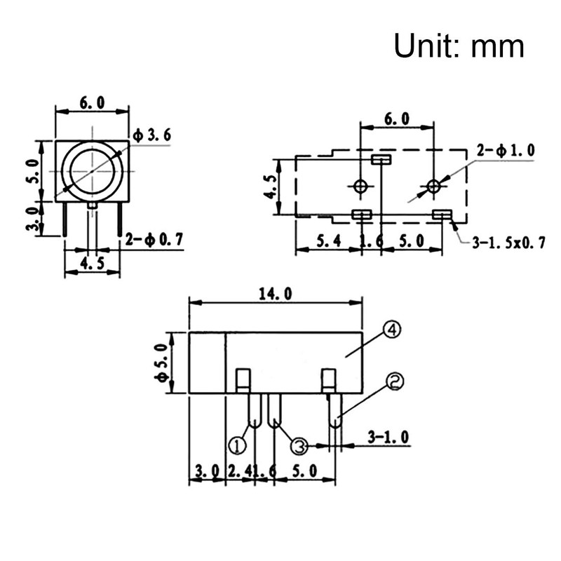 sourcing map PJ-320 3.5 mm Audio Socket Connector PCB Mounting