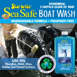 STAR BRITE Sea Safe Boat Wash – Super Concentrated, Biodegradable Formula – Gently Removes Dirt, Grime, Salt Without Stripping Wax or Polish – Designed for All Boat Surfaces 32 OZ (089732PW)