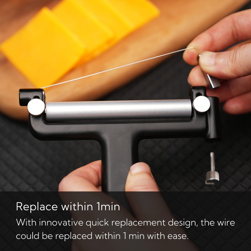 KITCHENDAO Adjustable Wire Cheese Slicer Cutter, 50% Stronger Wires with