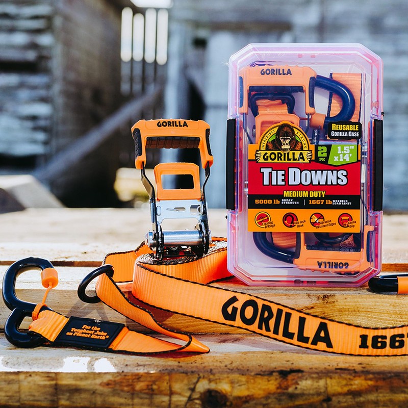 Gorilla Ratchet Tie Down Straps (2Pack) 1.5in x 14ft -