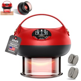 Mihoho Electric Cupping Therapy with 9 Level Temperature and Suction, Smart Cupping Massage and Scraping for Neck, Shoulder, Back, Leg and Body (Deep Red)
