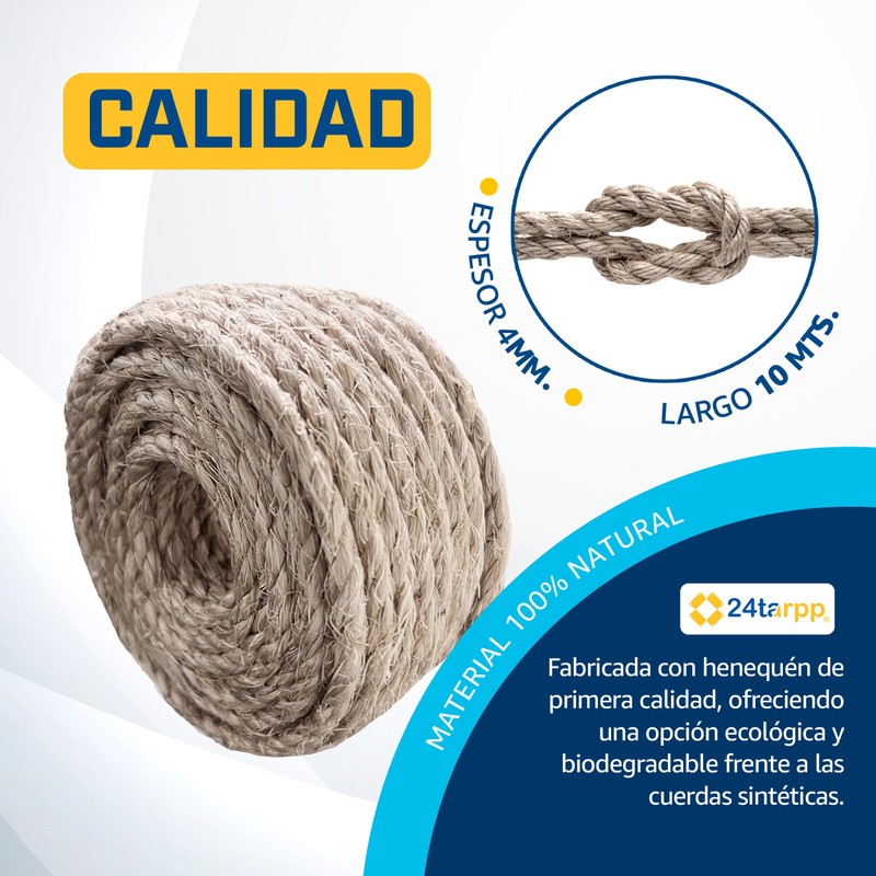 24tarpp Cuerda de Henequén 100% Natural 4MM 10 MTS |