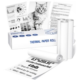 US Letter Thermal Paper Roll, 8.5in x 21.33ft/Roll, 4 Rolls, Quick-Dry Printer Paper Compatible with Phomemo M832 M833 M834 M835 Thermal Printer for Documents Contracts (216mmx6.5m/Roll)