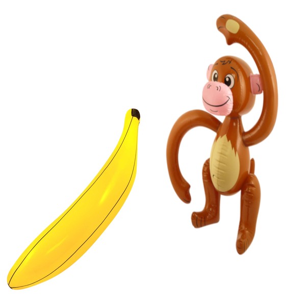 Lifeessentials11 Inflatable Monkey and Banana - Pinata Jungle Loot/Party Chimp Ape Wedding/Kids Banana Fancy Dress Gorilla Monkey Yellow Blow Up Stag Do Hen