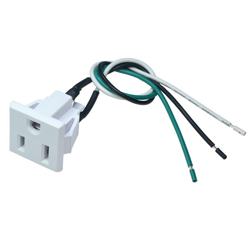 2PCS White 15A 125V AC Panel Mount Outlet, 3 Pins