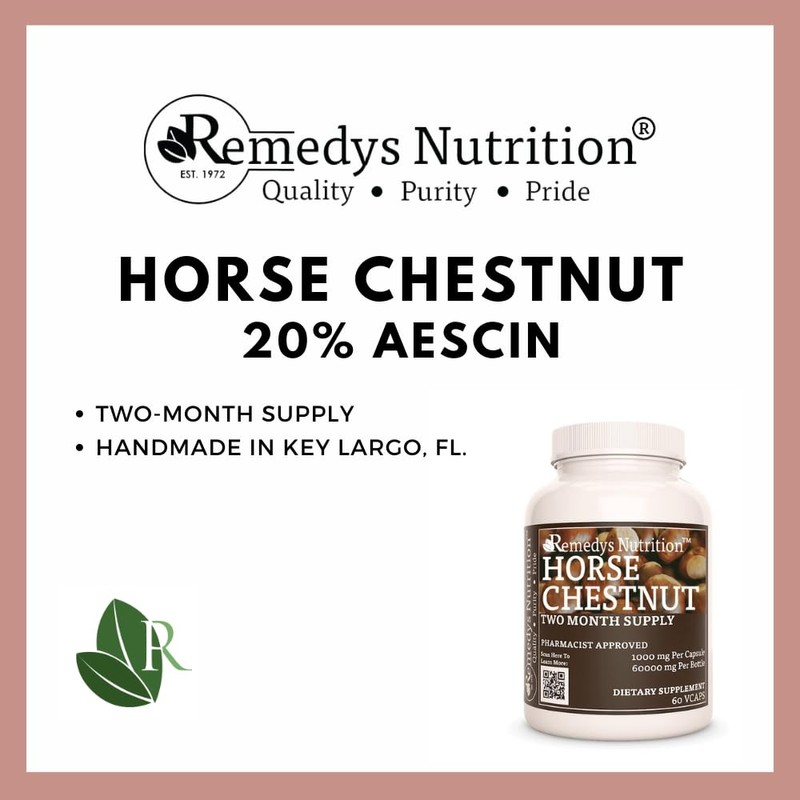 Remedy's nutrition Horse Chestnut Extract Aescin 20% - 1,000mg, 60