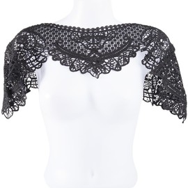 GORGECRAFT 30.3x11 Inch Embroidered Lace Neckline Neck Collar Floral Lace False Collar Detachable Neckline Trim Black Hollow Out Clothes Applique for Women Sewing Craft Supplies Garment Accessories