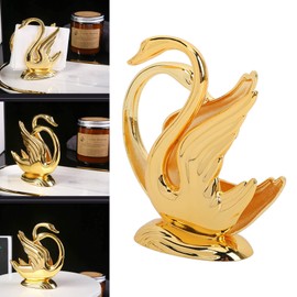 Gold Napkin Holder, Rustproof Metal Swan Napkin Holder, Elegant Golden Modern Table Serviette Holder, Tissue Dispenser Stand for Home, Restaurant, Kitchen, Bar, Hotel