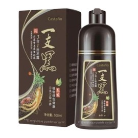 Castaño- Shampoo Tinte Instantaneo Para Cabello Cubre Canas Jengibre 500Ml - Champú Instant Hair Color Para Teñir El Cabello 3 En 1 Coloración Al Inst