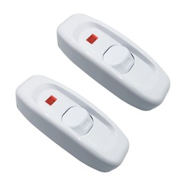 Inline Cord Switch 10A,On/Off in line Cord Appliance Switch,Lamp Cord Rocker Switch,for Lamp Inline On Off Switch for Small Appliance or Bedroom Table Lamp Desk 2 Pack (White)