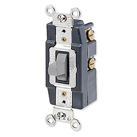 Leviton 15 Amp, 120/277 Volt, Toggle Double-Throw Ctr-OFF Momentary Contact Single-Pole AC Quiet Switch, Extra Heavy Duty Spec Grade, Grounding, Back & Side Wired, 1256, Gray