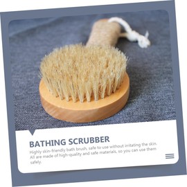 Beavorty Non-slip Bathing Brush with Short Handle Pig Bristle Massage Scrubber for Gentle Exfoliation for Back Cleaning