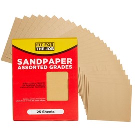 Fit For The Job 25 Large A4 Size Sheets Sandpaper Assorted Grades for Sanding Wood,Furniture,Metal,Plaster For Home Improvement, Decorating & More -6x Fine, 10x Medium, 9x Coarse 11x9 inch (230x280mm)