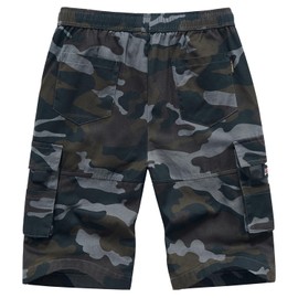 ELETOP Men's Cargo Shorts Elastic Waistband Drawstring Big and Tall Cotton Summer Casual Work Shorts A901 Black Camo XL