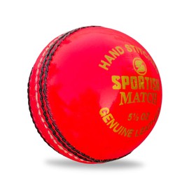 SPORTISH Leather Cricket Match Ball - Pink Hand Stitched Competitive Play