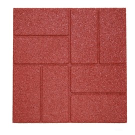 RevTime Dual-Side Garden Rubber Paver 16"x16" for Patio Paver, Step Stone and Walk Way, Safety Rubber Tile Red (6 PCS per Pack)