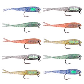 Soft Fishing Lures 10pcs with Jig Head and T Tail 7.5cm for Sea fishing,Plastic Sea Fishing Tackle for Pike, Bass, Perch, Trout - Saltwater & Freshwater - Easy Catching