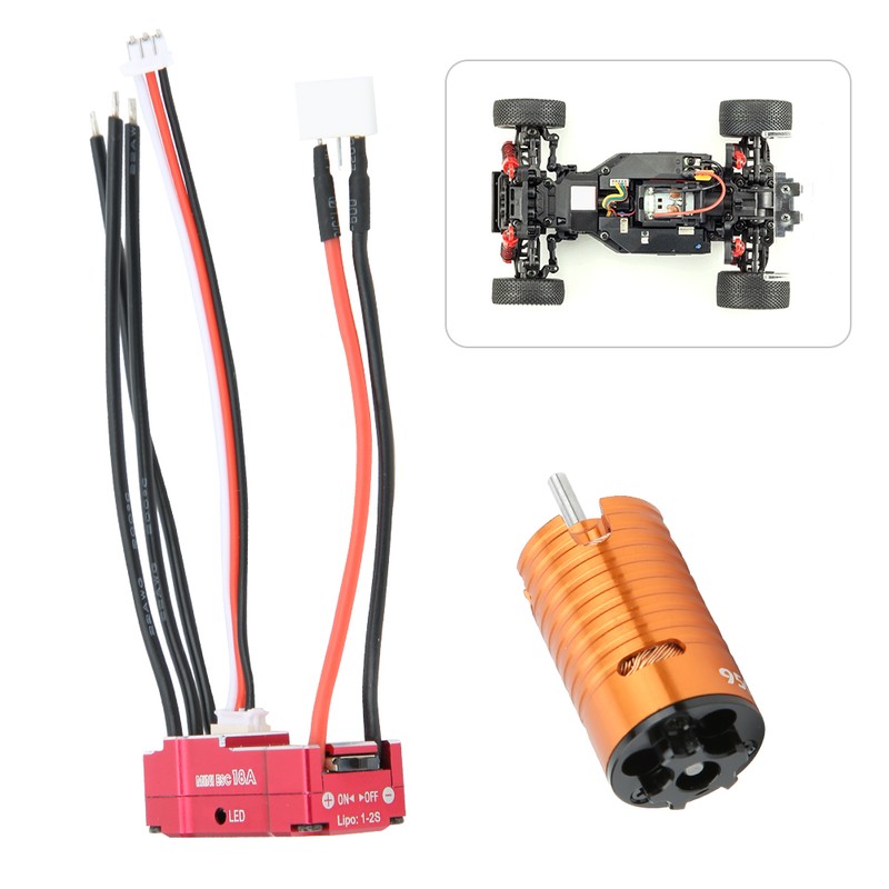 1410 Brushless Motor 18A Red ESC Set RC Car Replacement