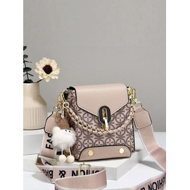 Fashionable Geometric Pattern Pu Leather Crossbody Bag As Gifts, 2025 New Versatile Shoulder Bags 2025 for Women, Trendy All-match Bag Charm Chain Flap Affordable Luxury Bag:_multicolor1_one-size