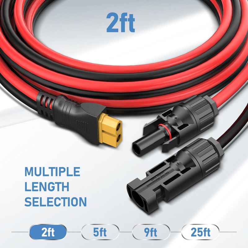 Gonifeto Solar Connector to XT60 Cable (10AWG 2ft), Solar to